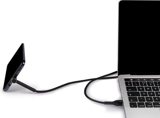 Câble USB Grundig - 3 en 1 : câble de chargement, câble de données, support pour téléphone - USB-C - 1 mètre - noir