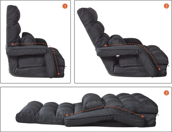 VDD Gaming - Chaise longue - Se plie en un fauteuil inclinable - Noir -71x51x50cm