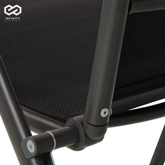 Infinity Goods Chaise de jardin - 7 pieds réglables - pliable - jardin ou balcon - résistant aux intempéries - textile - noir