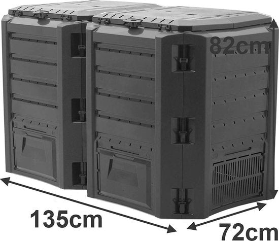 Bac à compost rapide 2 pièces - 800L -Fût à compost - Composteur - plastique - 135 x 72 x 83cm