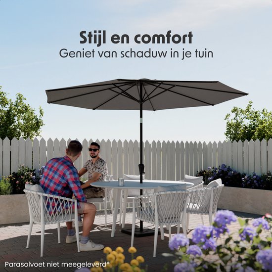 LifeGoods Parasol - Jardin - Ø300 cm - 30° inclinable - Imperméable - UPF50+ - Gris foncé