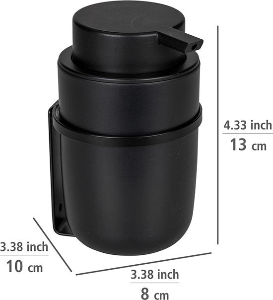Distributeur de savon mural autocollant Wenko - Noir - 250 ml