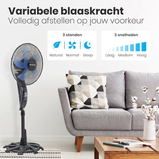 Auronic Tripod Fan - Ventilateur sur pied avec télécommande - minuterie - 50W - 53dB - Noir