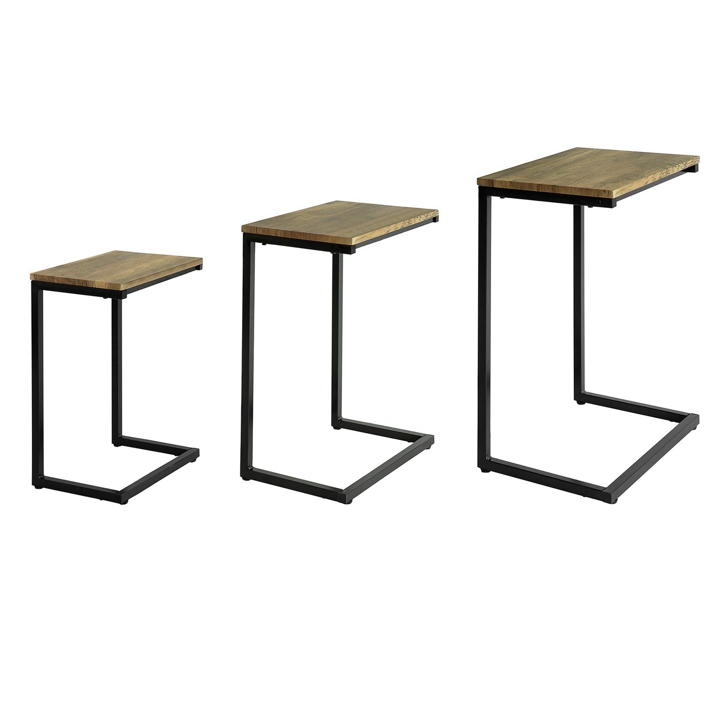 SoBuy Lot de 3 tables basses - Coulissantes - Tables d'appoint - Max. 20KG - 34 x 51 x 26 cm - Couleur bois