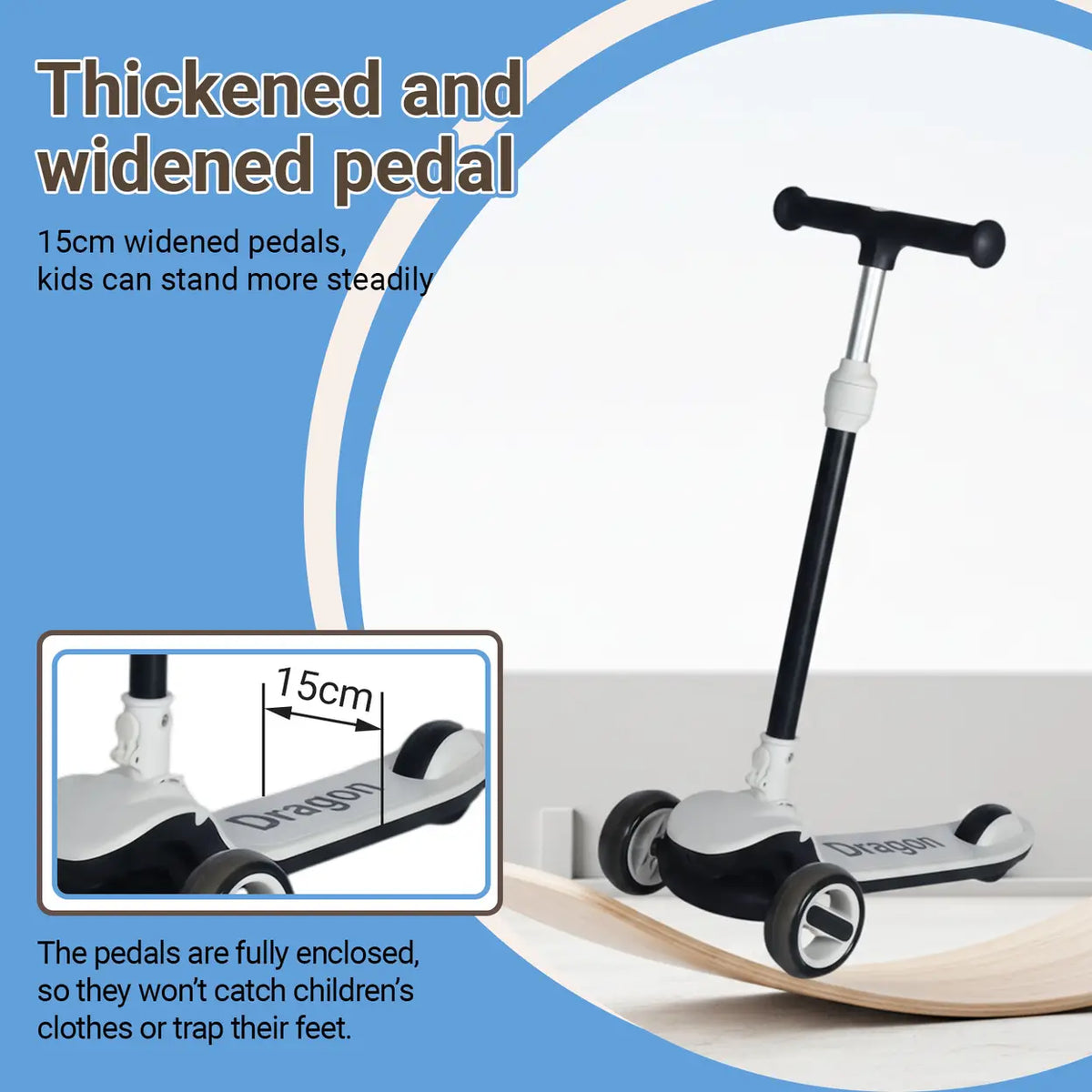Trottinette Neuleb YFQ avec roues lumineuses - Plateforme extra-large - Noir