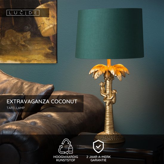 Lucide EXTRAVAGANZA COCO - Lampe de table - Ø 30,5 cm - 1xE27 - Or mat / Laiton