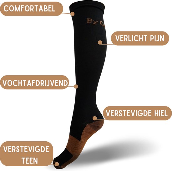 Chaussettes de compression 3 paires - Chaussettes de soutien pour femmes et hommes - Chaussettes de compression - Chaussettes de course - Chaussettes de sport - Taille 36-40 S/M