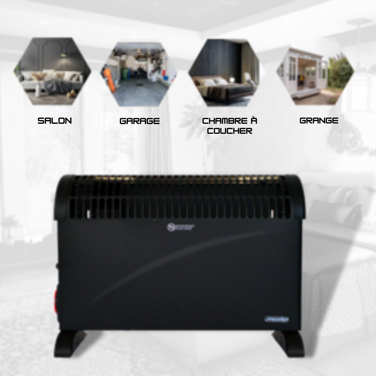 Convecteur Électrique Mesko - Thermostat Réglable & Minuterie 24H - Noir