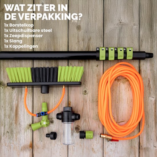 BREND BR-2237 Brosse à laver télescopique extensible jusqu'à 7 mètres - Brosse à eau 5 pièces avec distributeur de savon - Pour façades, tuiles et panneaux solaires