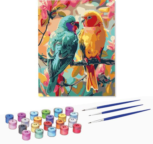Rubye® Peinture sur toile - Perroquets pour adultes et enfants - 40x50cm