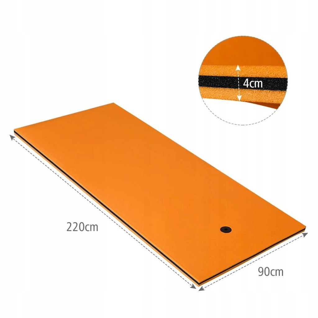 Hamac d'eau Matelas flottant Radeau flottant Lit d'eau 220 x 90 x 4 cm Orange + Noir