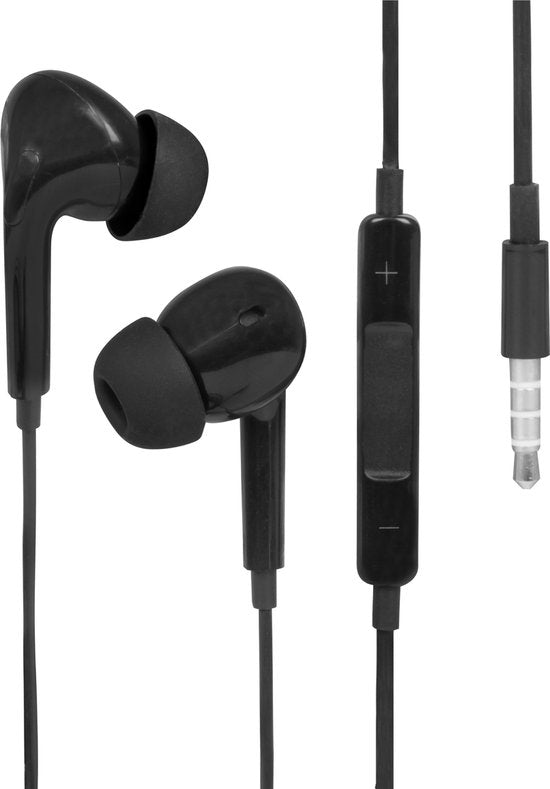 Nuvance - Ecouteurs avec fil - Connexion jack 3,5 mm - Ecouteurs avec fil - Ecouteurs intra-auriculaires avec fil et microphone - Noir