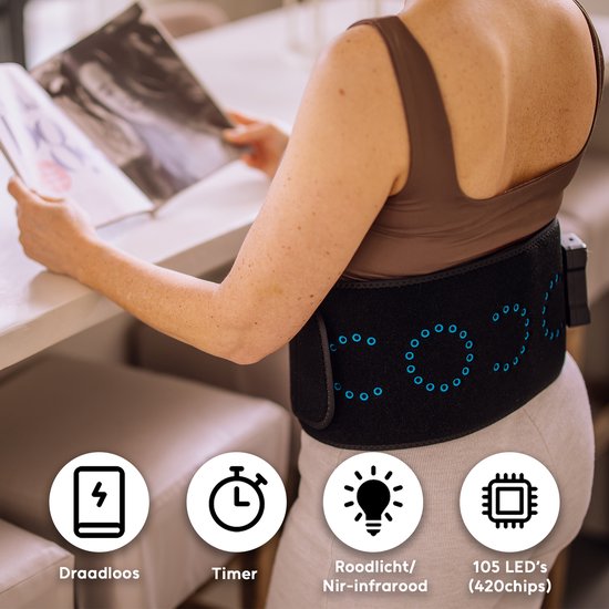 LIROMA® - Bandeau de luminothérapie rouge - sans fil - minuteur - 6000mAh - lampe infrarouge - bandeau infrarouge - parties du corps multiples - luminothérapie rouge - bandeau amincissant - bandeau chauffant