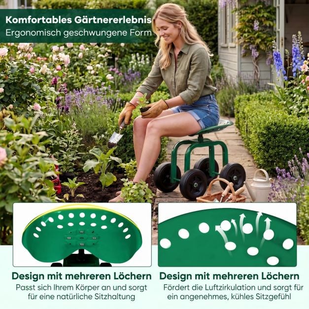 Chaise de jardin mobile Coast – Pivotante à 360° – 40-50 cm – Verte