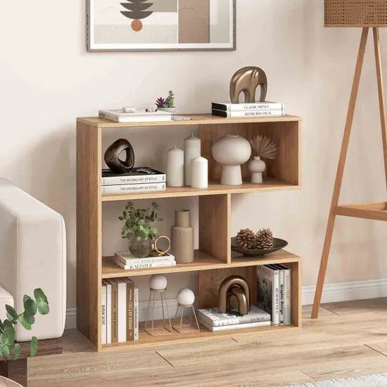 Bibliothèque Coast - 3 compartiments - Arrière ouvert - Anti-basculement - 84 x 30 x 84 cm - Naturel