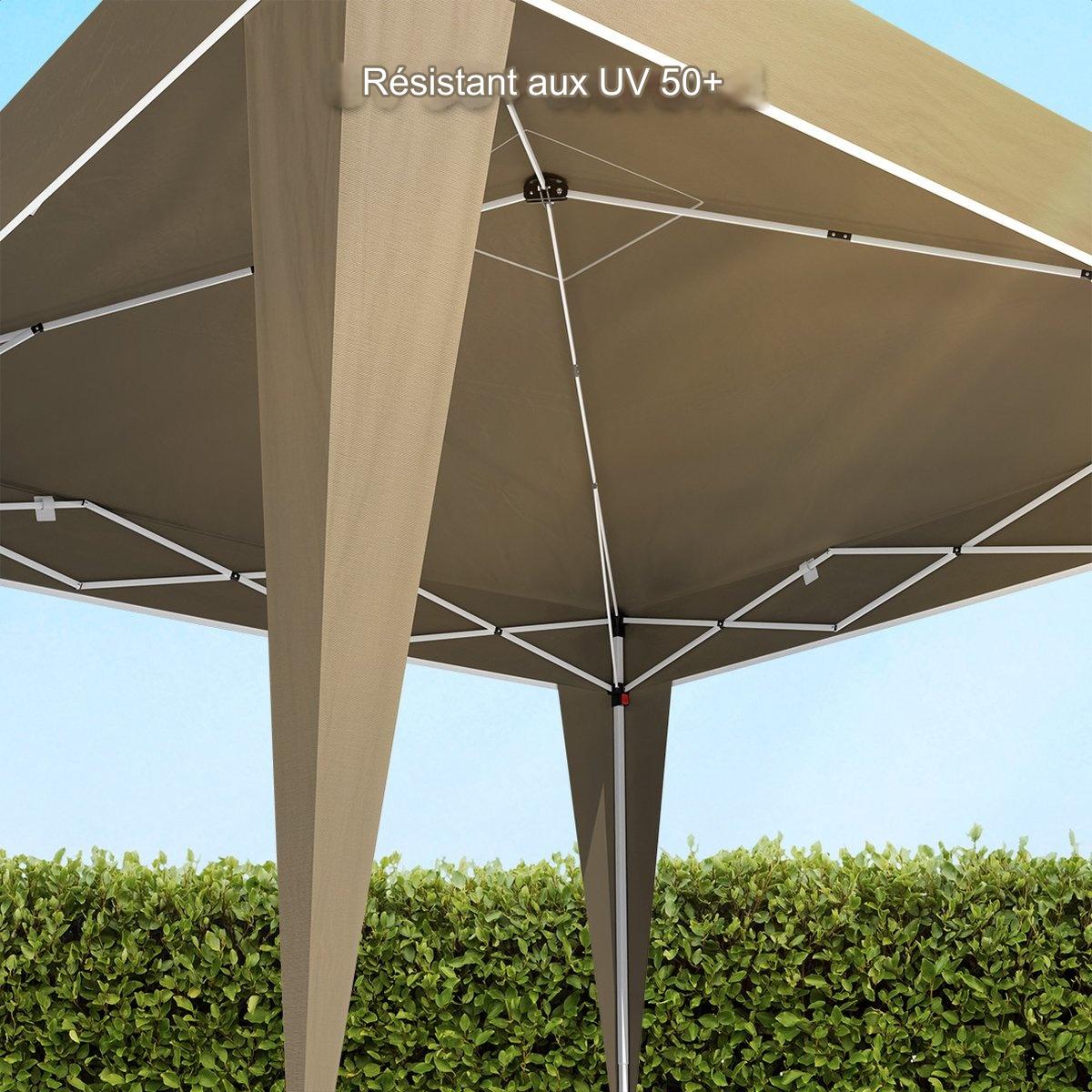 Tonnelle de jardin - LifeGoods - Pavillon - Tente de fête - 3x3 m - Montage facile - Pliable - Avec sac de transport - Beige