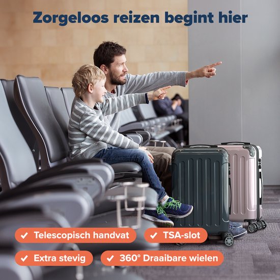 TRVLMORE Valise à main - 45L - Serrure TSA - Léger - Extensible - Trolley - 54x36x22cm - Gris foncé