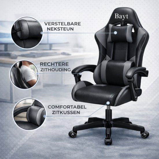 Bayt Gaming Chair - Chaise de jeu - Chaise de bureau ergonomique - Noir - Réglable