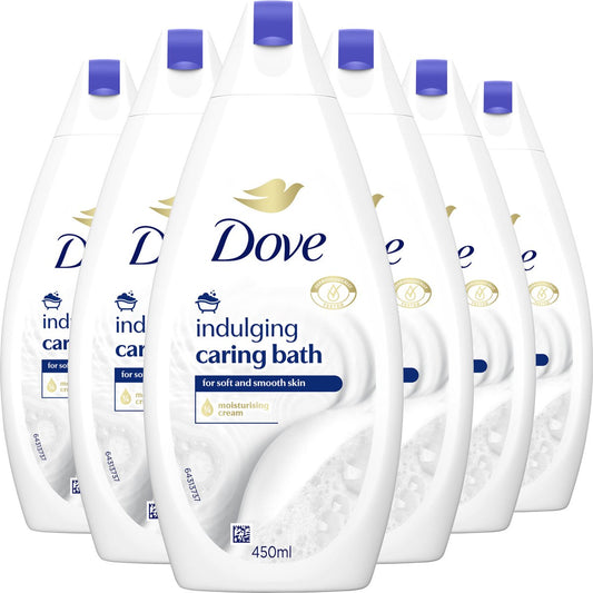 Crème de bain Dove Caring Bath Indulging Cream - Mousse de bain hydratante - 6 x 450 ml - Lot économique