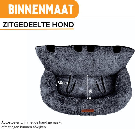 By Cee Cee Car Seat Dog Deluxe - Panier de voiture pour chien avec sangle de sécurité - Panier de voiture pour chien - Siège pour chien - Siège de voiture - Gris foncé - Taille L