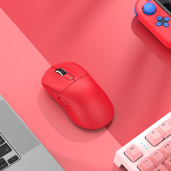 ATTACK SHARK Souris de jeu sans fil - Filaire/2.4G/BT5.4 - Léger 49G - PAW3395 - 26000DPI - Rouge