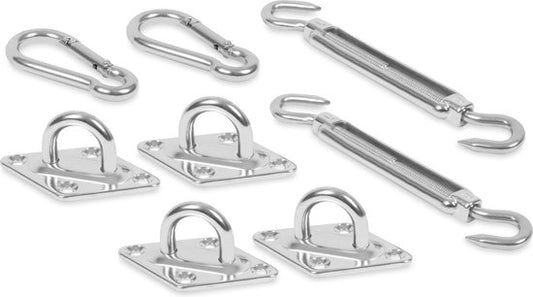 VONROC Kit de fixation de toile d'ombrage (40 pièces) - Rectangle - Acier inoxydable - Résistant aux intempéries