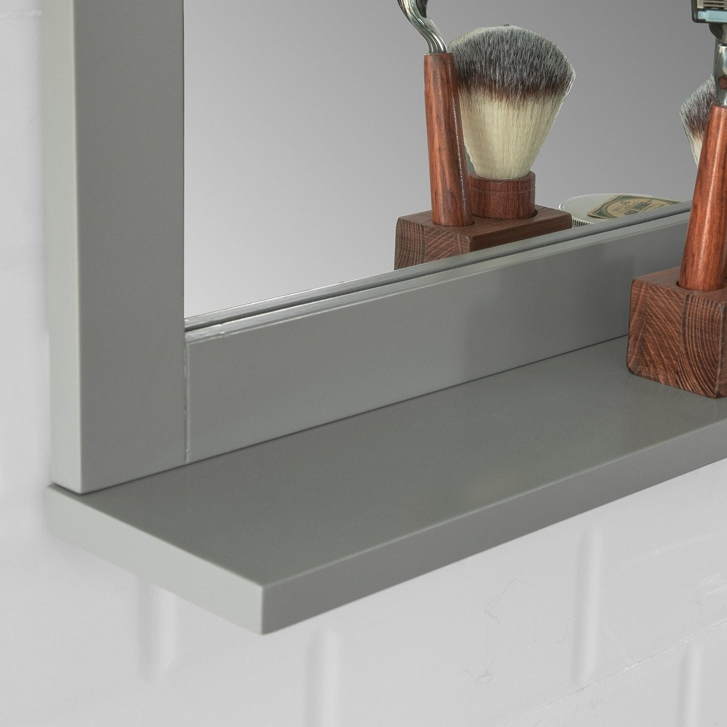SoBuy Miroir de salle de bain avec étagère - Gris foncé - 40x50x10 cm
