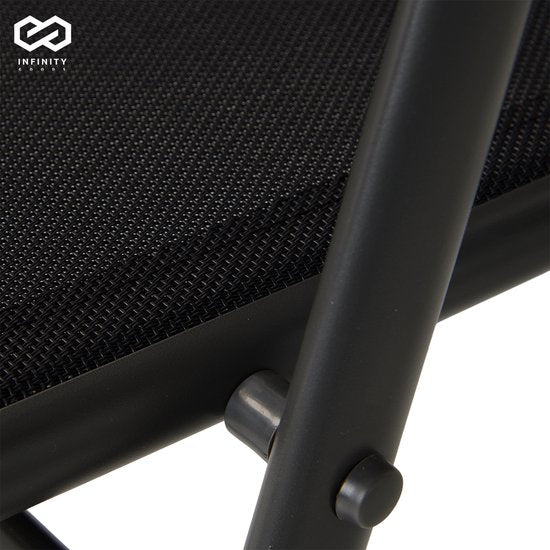 Infinity Goods Chaise de jardin - 7 pieds réglables - pliable - jardin ou balcon - résistant aux intempéries - textile - noir