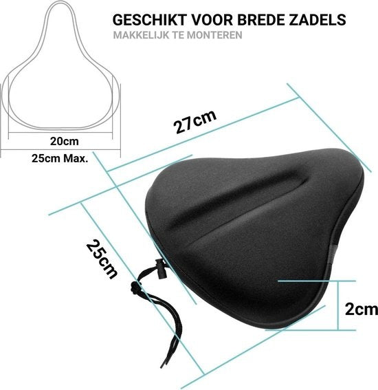 TIKKENS® Housse de selle vélo Gel 3D - Housse de pluie Imperméable - Housse de selle vélo Silicone - Tapis de selle - Housse de selle vélo - Noir