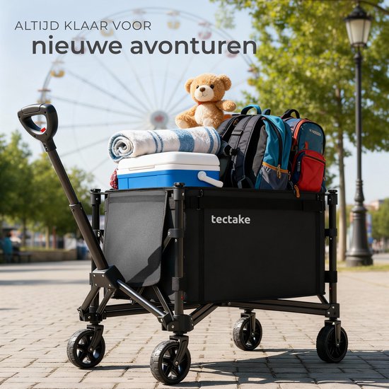 Chariot tectake® - Pliable - Capacité de charge de 60 kg - Roues pivotantes massives - 47 x 83 x 90 cm - Chariots de transport - Chariot à main - Avec poignée télescopique - Chariot à main - Chariot de transport hydrofuge - Avec tablette et compartiment i