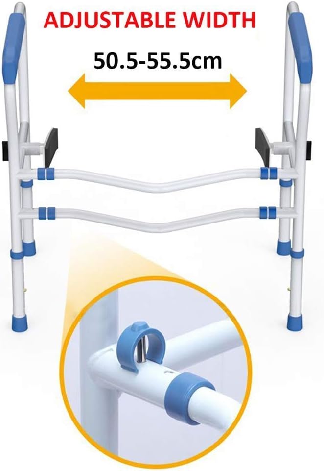 BODHIS Barre de WC - Réglable & Antidérapante - max 113 kg - 55.5 x 50.5 x 80.5 cm - Blanc