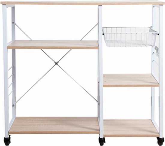 VDD Industrial Vintage Design - Chariot de service - Blanc - 90x40x88cm