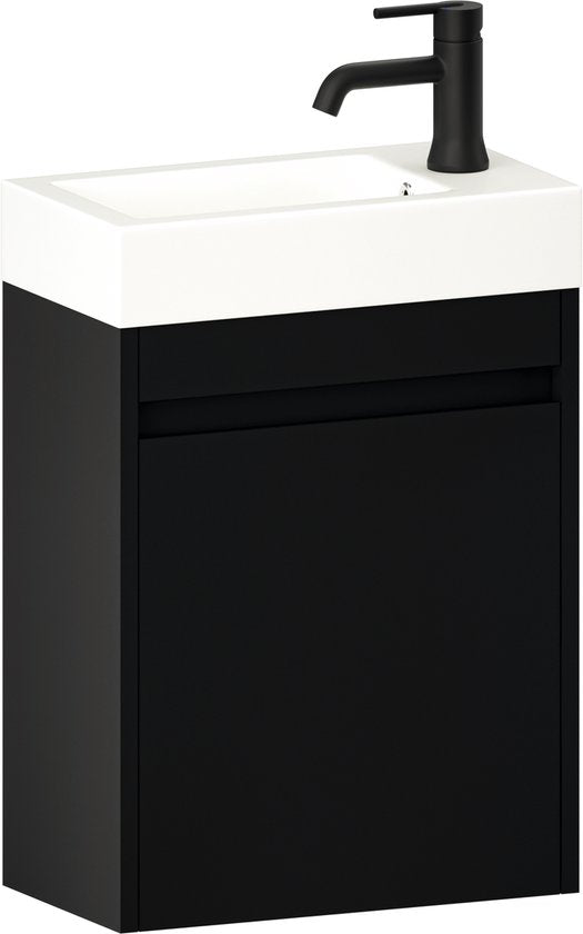 Meuble de toilettes Mirlux noir mat - Meuble-lavabo - Meuble de WC - Meuble de salle de bains - 40 cm