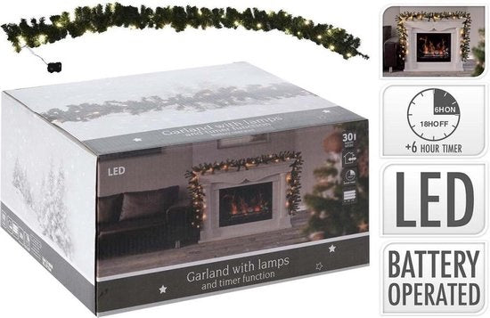 Guirlande Nampook - Inclu 30 lumières LED - Alimenté par piles - 270cm - Vert
