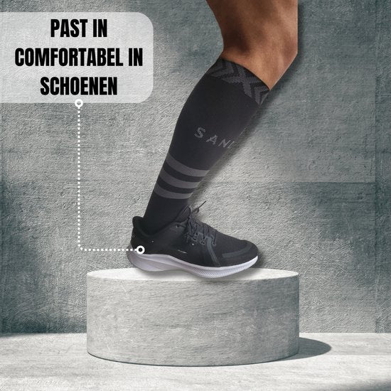 Sandside Support Socks Compression Socks 2 Pairs - Compression Socks - Running Socks - Sport Athletic - Black - Size 36-40 S/M
