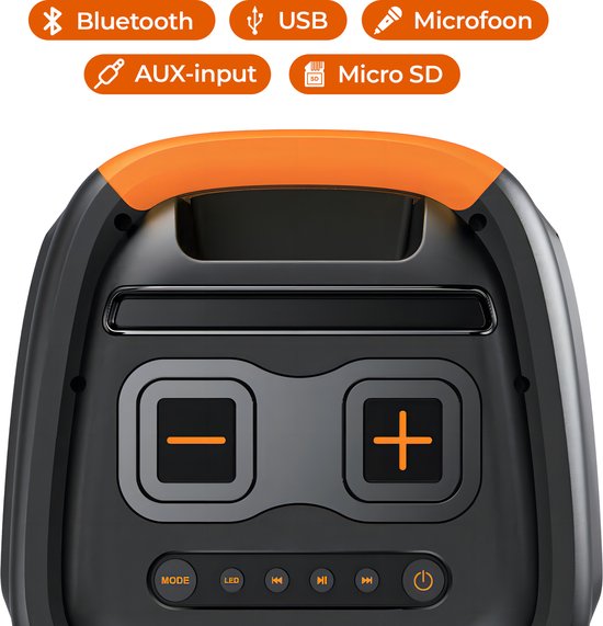 Denver Bluetooth Speaker Party Box - Disco Lights - Party Box - Microphone inclus - Micro SD / USB / AUX - TSP456