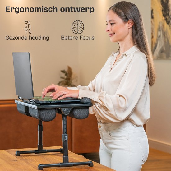 CozySense® Table réglable pour ordinateur portable - Table de lit - Table de banc - Coussin pour ordinateur portable - Lap Pad & Laptop Tray - Table pour ordinateur portable - Pieds réglables