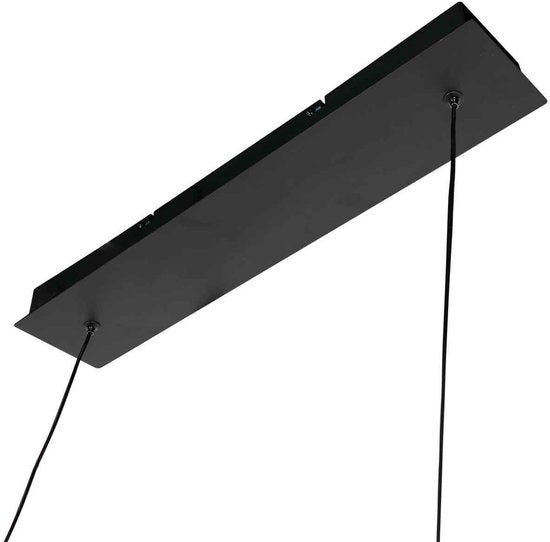 Suspension noire Marcadore, 120 cm de large, 6 lampes avec réflecteurs orientables, réglable en hauteur, de la marque Steinhauer, en plastique et métal, style rétro moderne, pour usage intérieur