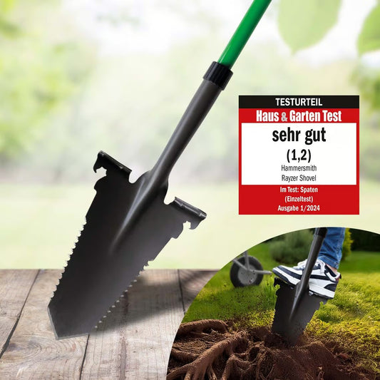 Pelle tout-en-un Hammersmith RayzerShovel - Structure robuste en acier au carbone - Convient pour creuser et scier - Poignée Softtouch