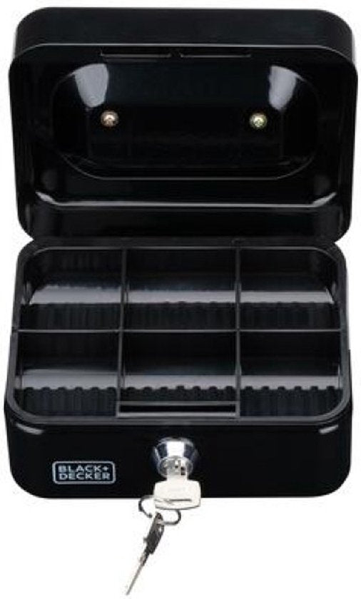 Coffre-fort Black&Decker - 2 clés - noir - acier - bac à monnaie - 15 x 12 x 8 cm