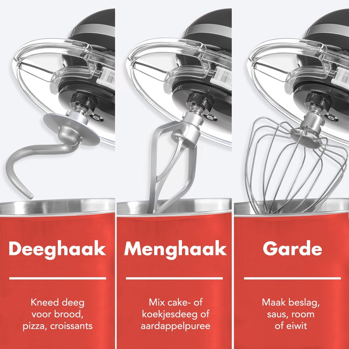 KitchenBrothers Food Processor - Mixeur de cuisine avec bol de 6L en acier inoxydable - Robot de cuisine - 1400W - Anthracite