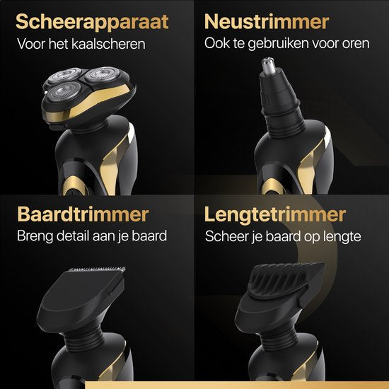 Wellshave 4 in 1 Shaver Elite - Rasoir pour hommes - avec tondeuse et pince à nez - Rasoir électrique - Rasage - Tondeuse à barbe