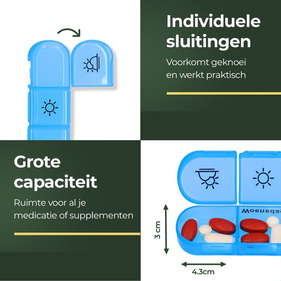 Pilulier Gandria 7 jours - Pilulier amovible - Boîte à médicaments avec 21 compartiments - Boîte à médicaments avec fermeture solide - 3 compartiments par jour - 7 couleurs