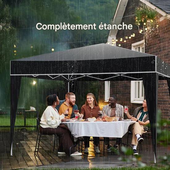 LifeGoods Party Tent Plus - Tente pliante - 3x3m - Montage facile - Armature renforcée - Imperméable - Sac de transport - Noir