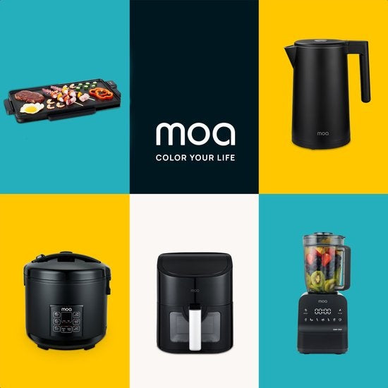 Plancha MOA - Grill - Plaque de cuisson - Electrique - 56 x 30 cm - Thermostat réglable - Revêtement antiadhésif - TG203B - Noir