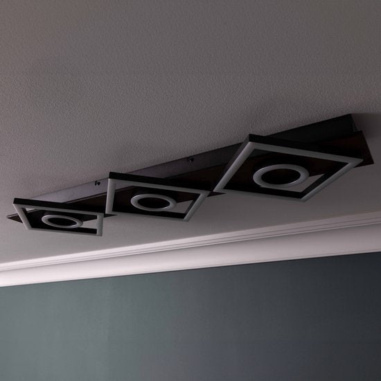 Plafonnier Brilliant Maureen - 88 cm - Noir avec bois
