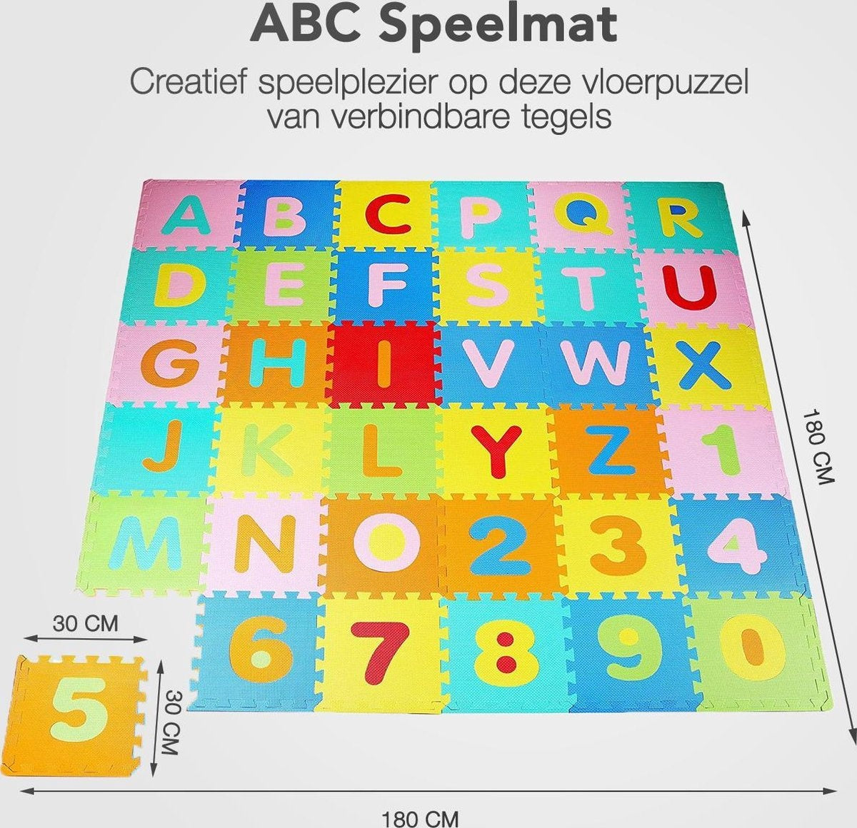 LifeGoods Tapis de jeu XL - Multicolore - Puzzle de 36 pièces - 180x180 cm