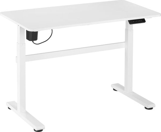 Bureau assis-debout électrique réglable en hauteur - 118 x 58 cm - blanc