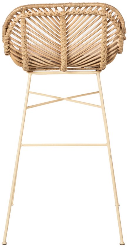 Nunuhai - Lot de 2 tabourets de bar en rotin avec pieds beiges, hauteur 68 cm