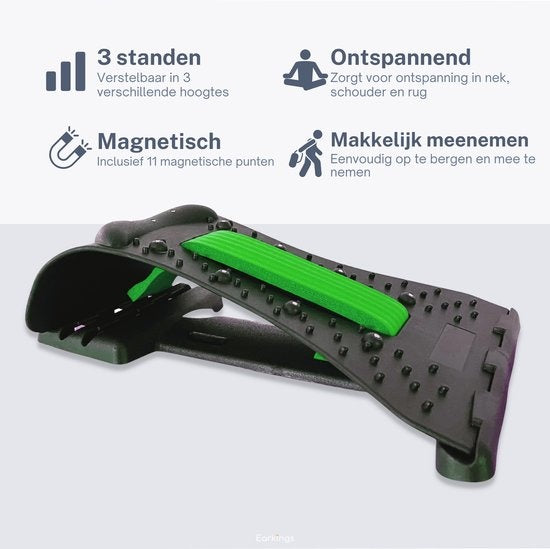 Appareil de massage du cou - EarKings - tirateur de dos avec massage du cou - Étirateur de dos - Vert
